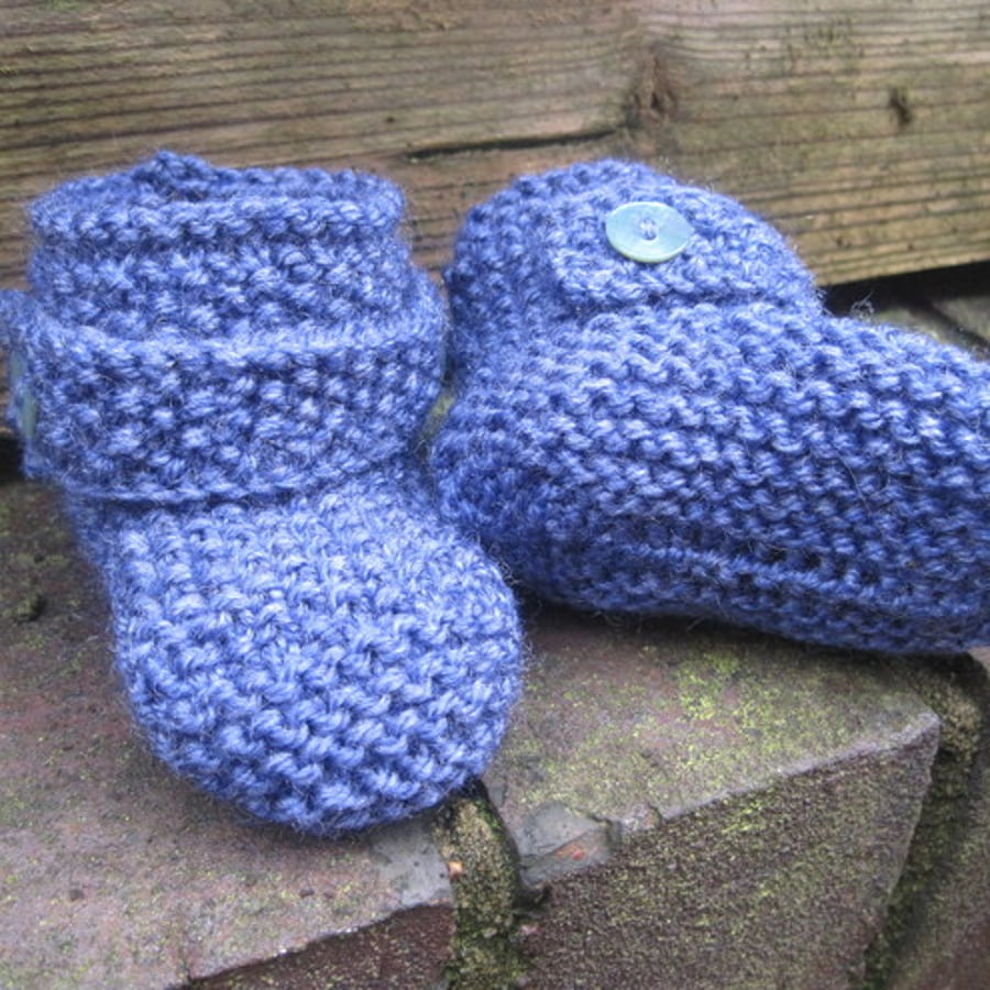 Denim Booties - Knitting PDF Pattern for Baby Booties