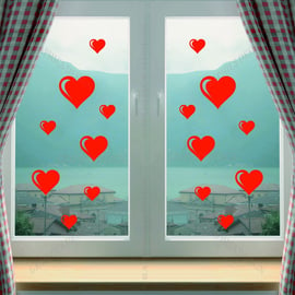Hearts Window Shop Kitchen Love Art Decorative Vinyl Wall Sticker Decal