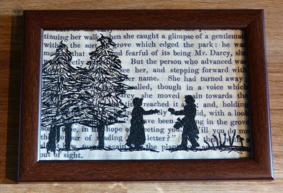 Classic Literature - Pride and Prejudice Silhouette Framed Embroidery 