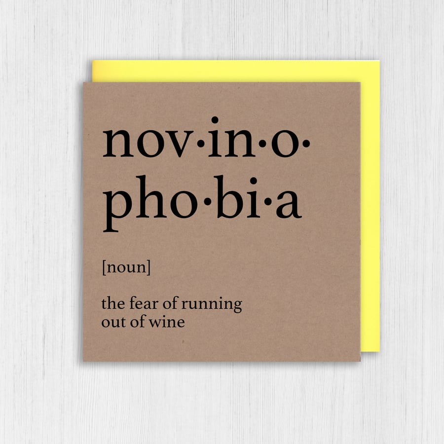 Kraft birthday card: Dictionary definition of novinophobia