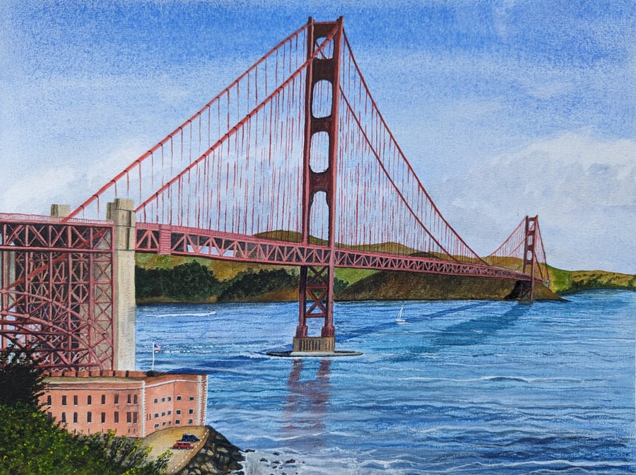 Golden Gate Bridge San Francisco A4 watercolour print