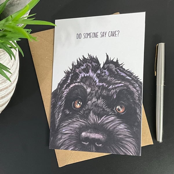 Black Cockapoo or Labradoodle Card - Blank or personalised for any occasion.