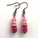 Cerise Pink drop dangle earrings