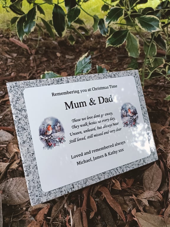Christmas Memorial Plaque Grave Plaque Xmas Grave Marker Christmas Grave Ornamen
