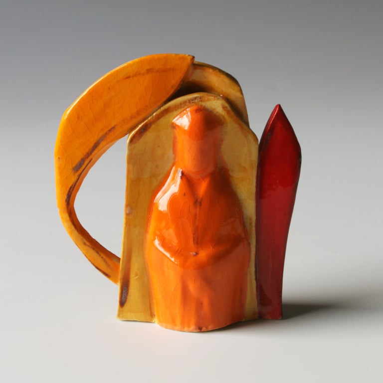Small Sculpture: Ceramic Sketch: Orange Bishop Tea Pot Form