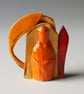 Small Sculpture: Ceramic Sketch: Orange Bishop Tea Pot Form