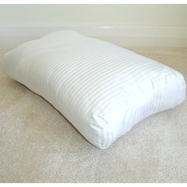 Tempur Original Neck Pillow COVER 100% Cotton White Ticking Stripes Medium 50cm