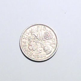 Lucky Sixpence Dated 1960 for Crafting