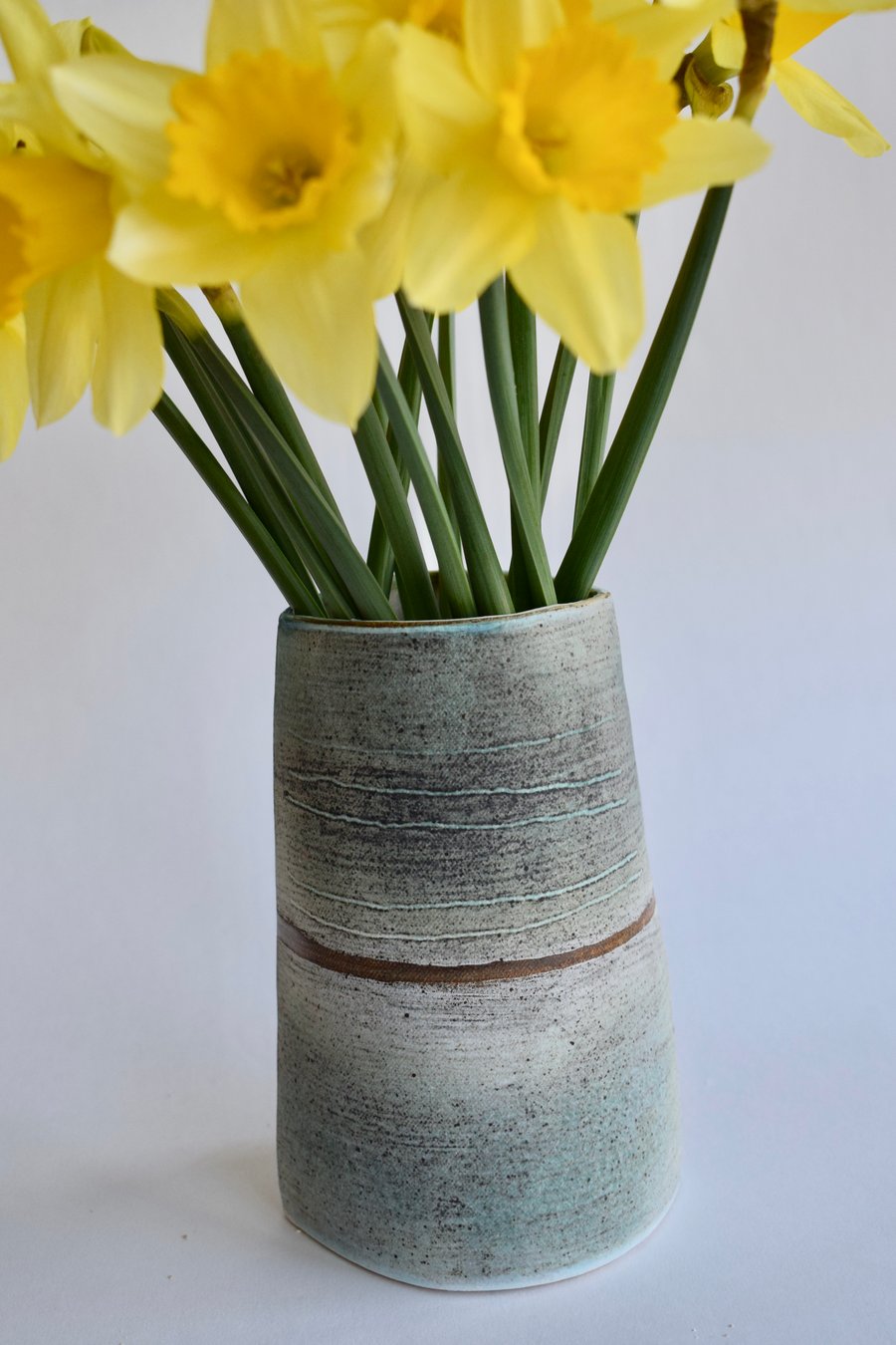 Ceramic Flower Vase in Blue and Grey