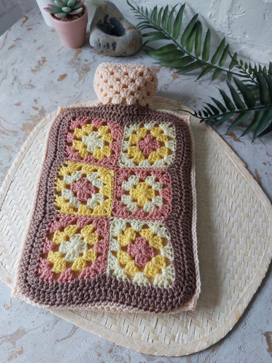  Perfectly Imperfect Crochet Hot Water Bottle Cover Granny Square 