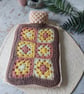 Crochet Hot Water Bottle Cover Granny Square 