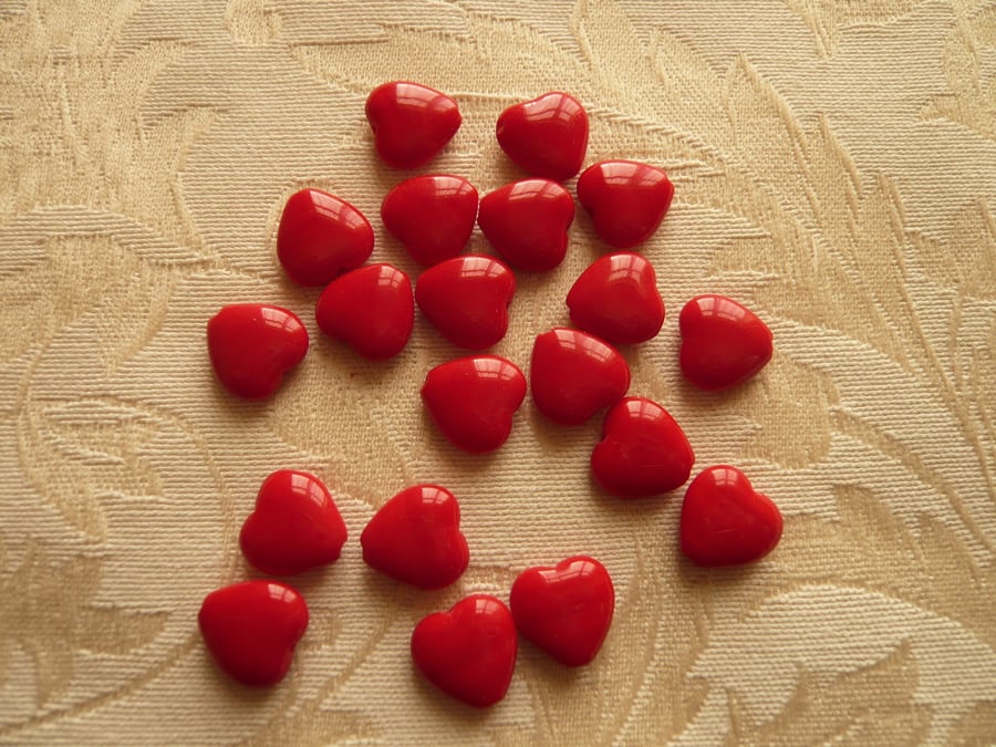 Red Valentine Glass Heart Beads