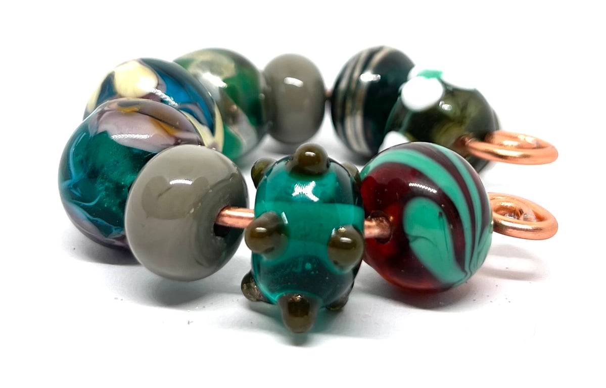 Artisan Lampwork Glass Beads – Enchanted Forest & Autumn Moss Set