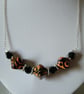 BLACK AND PEACH LAMPWORK NECKLACE - - FREE SHIPPING WORLDWIDE - Image 2