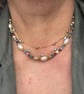 Gemstone & Pearl Beaded Necklace Handmade Stainless Steel Jewelry - Image 4