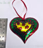 Handmade Small Red and Blue Metal Heart Decoration.  - Image 3