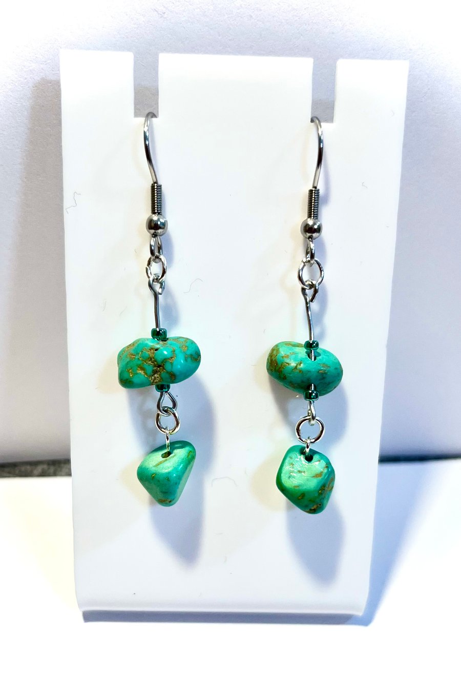Green Turquoise Chip Earrings