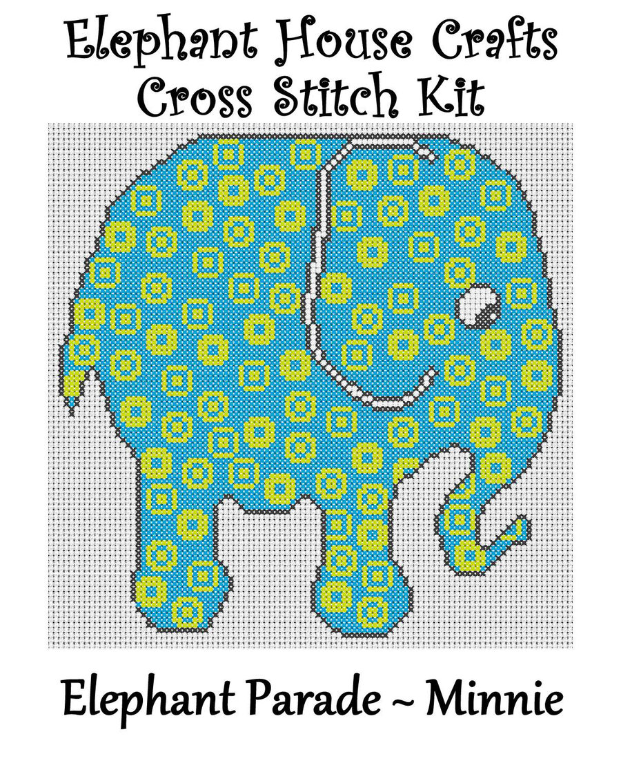 Elephant Parade Cross Stitch Kit Minnie Size Approx 7" x 7"  14 Count Aida