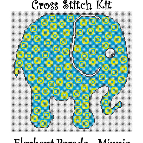 Elephant Parade Cross Stitch Kit Minnie Size Approx 7" x 7"  14 Count Aida