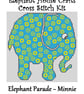 Elephant Parade Cross Stitch Kit Minnie Size Approx 7" x 7"  14 Count Aida