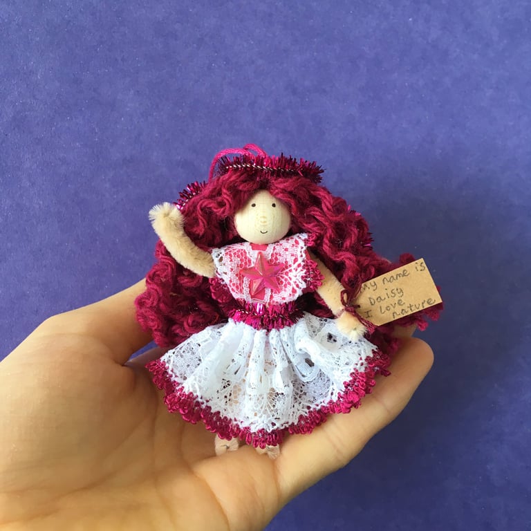Tiny Pink Fairy Doll Decoration, Decorative Fairy 