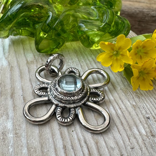 SOLD THANK YOU Sky Blue Topaz Relic Pendant