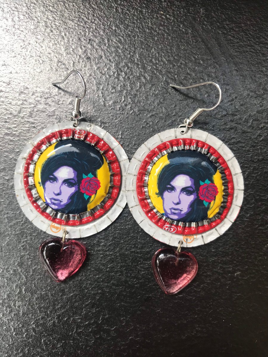 Unique Amy winehouse eco earrings gift for music lovers