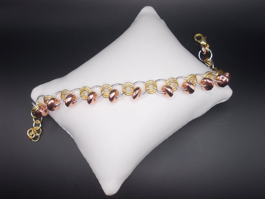 mixed metal chainmaille bracelet