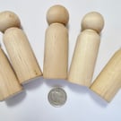 5 x  STRAIGHT  body 9cm   LARGE peg dolls birch wood  