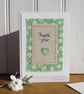 Hand-stitched Thank You card with pretty retro flower print fabric