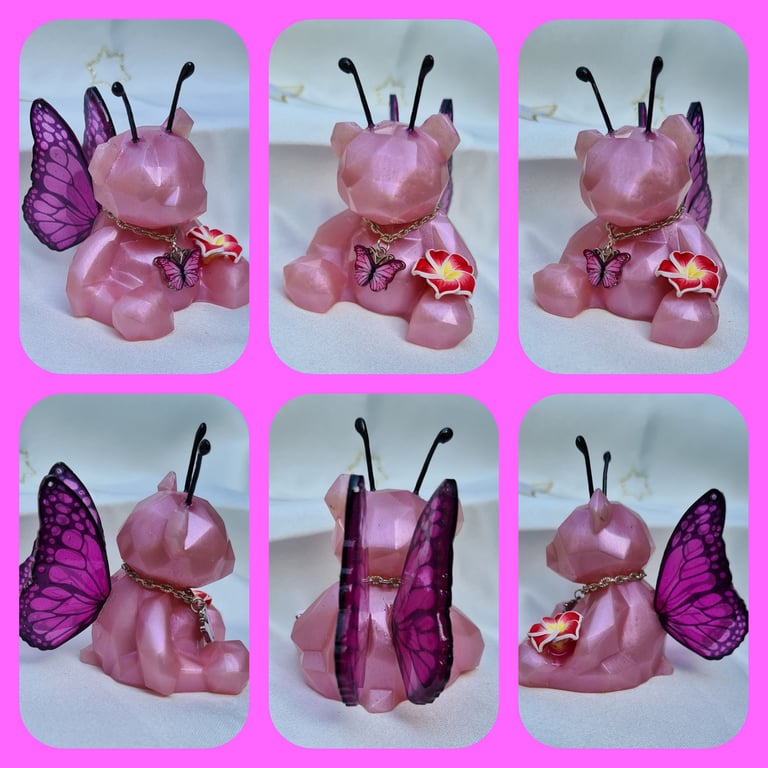 Blossom - Flutter-Bear Resin Ornament - Pink