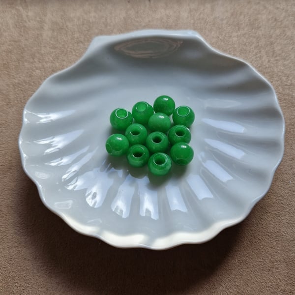 Beads European large hole 14x12mm green