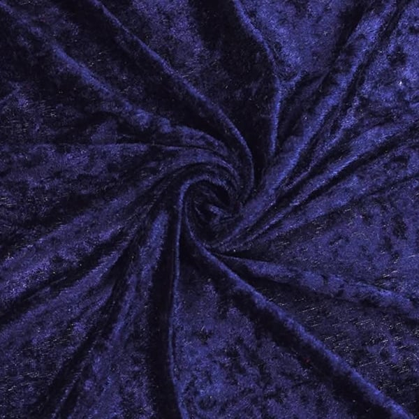 crushed velvet fabric material navy dark blue 1 metre stretch soft 