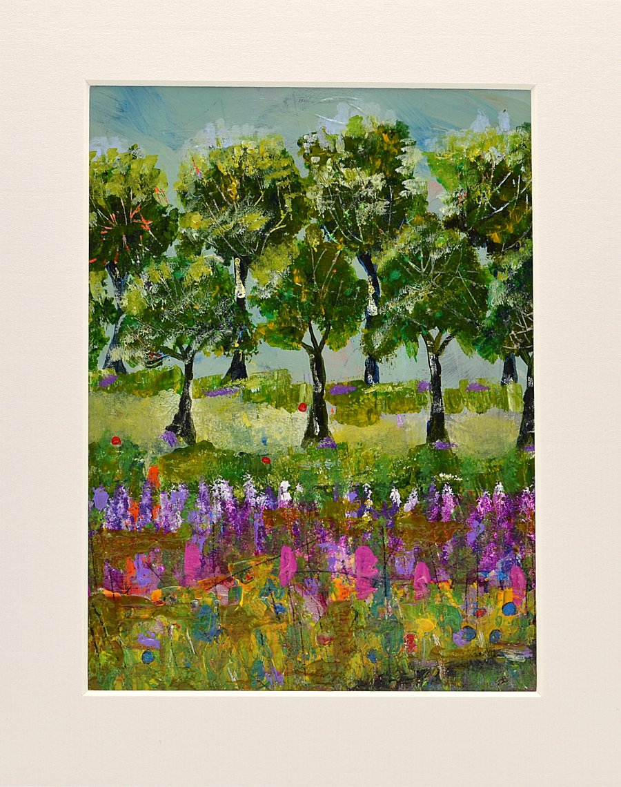 Contemporary Scottish Painting of Trees. 10 x 8 inches.