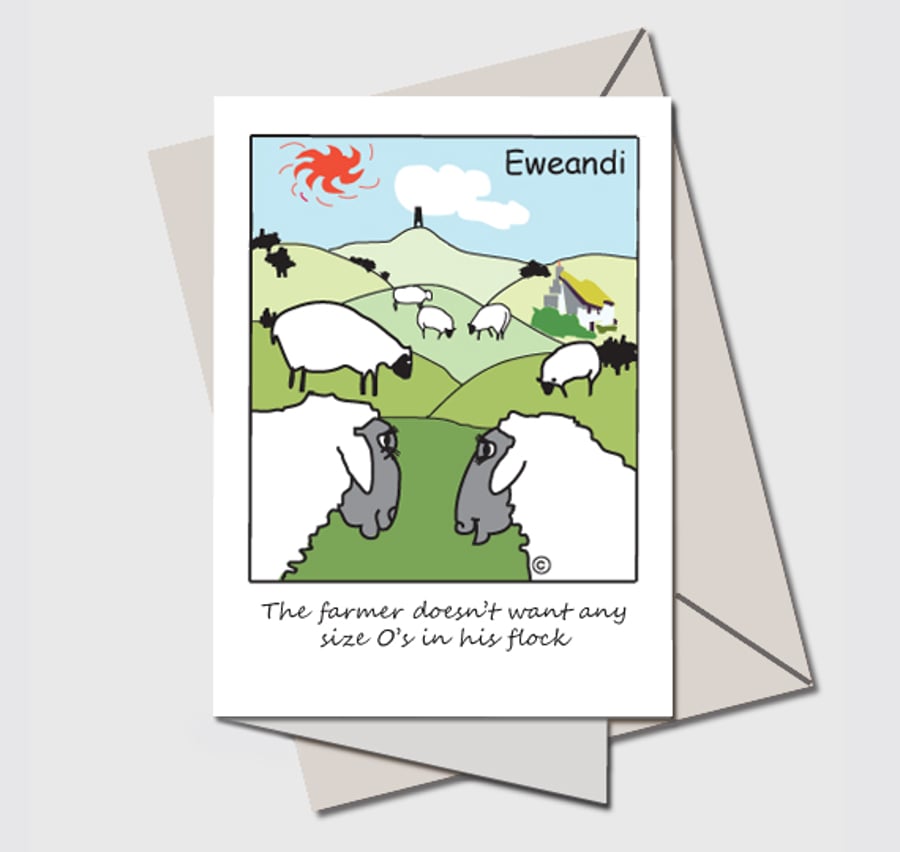 Funny  card with envelope, Illustration about farmer, 