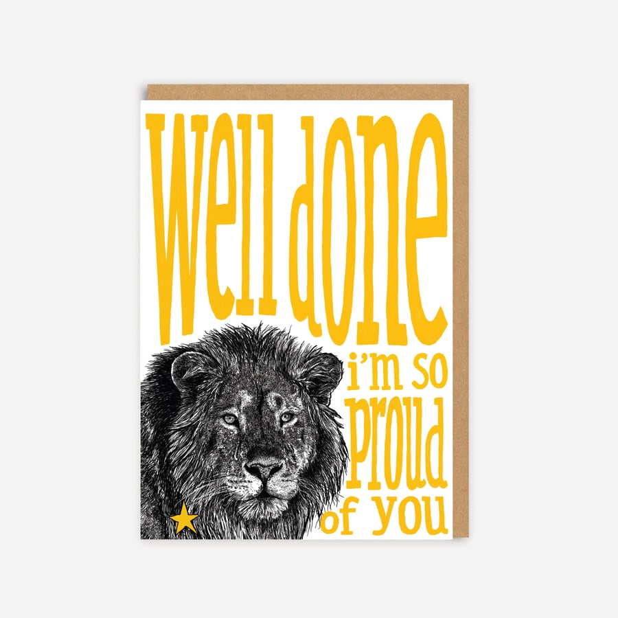 Illustrated Lion Well Done Card