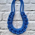 Chunky Woven Cotton Cord Necklace - Royal Blue
