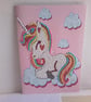 Blank unicorn card. Handmade card. Bead art. Diamond art. Ref 116 - Image 1