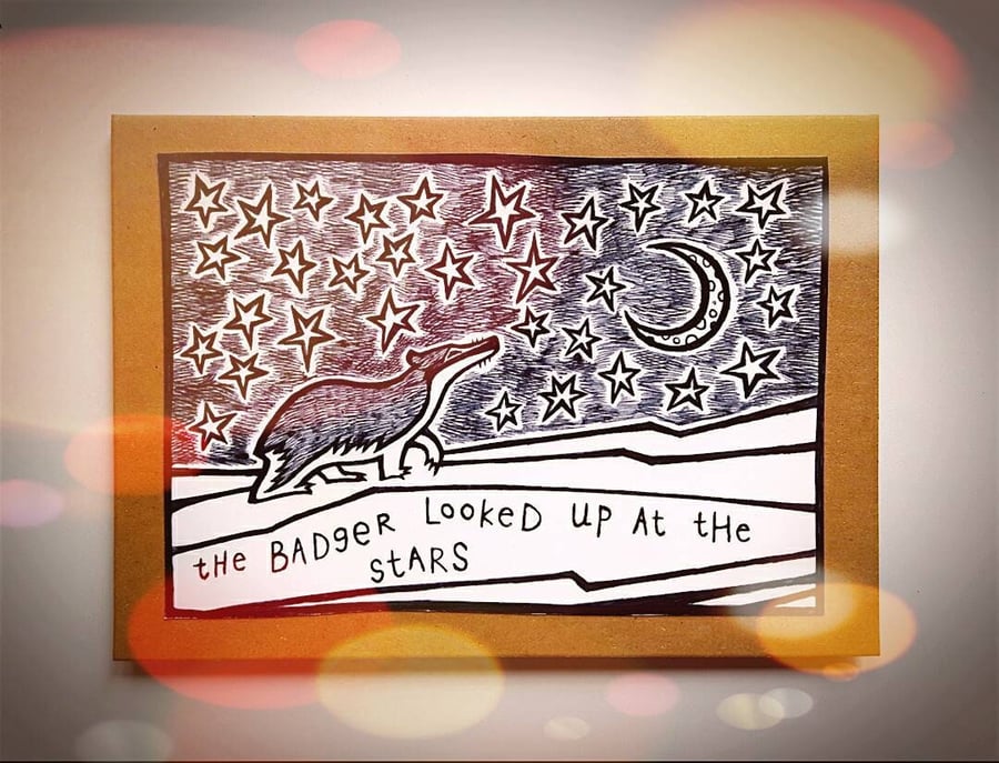 Badger and Stars Card - READY TO SHIP