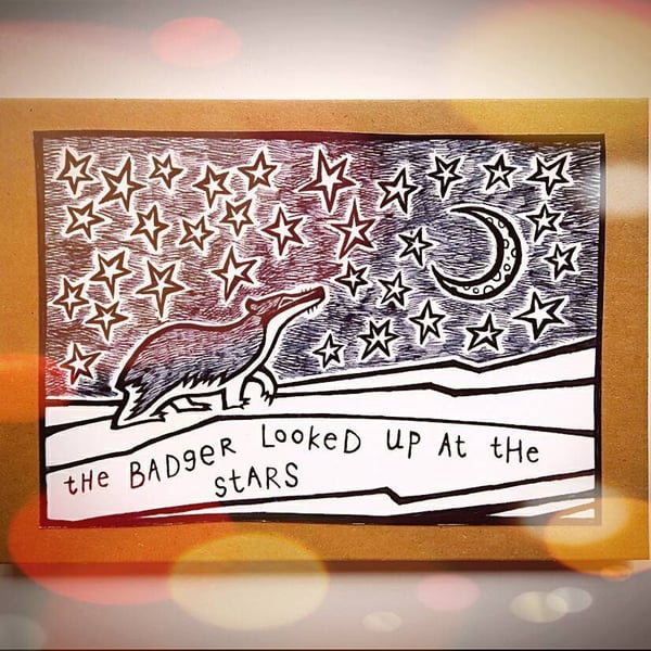 Badger and Stars Card - READY TO SHIP