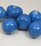 6 Medium Cornflower Blue Glazed Clay Beads - Image 1