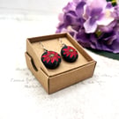 Christmas Poinsettia Drop Earrings - Festive Red Flower Holiday Jewellery