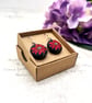Christmas Poinsettia Drop Earrings - Festive Red Flower Holiday Jewellery - Image 1