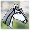 Horse Suncatcher Grey Handmade Stained Glass Horsehead White