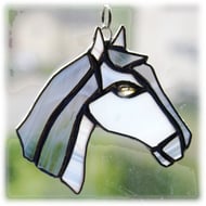 Horse Suncatcher Grey Handmade Stained Glass Ho... - Folksy