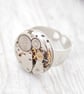 Mens Steampunk Ring with Real Antique Watch Work, Clockwork Signet Ring - Image 2