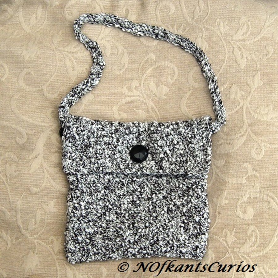 Storm Cloud Hand Crocheted Handbag with Vintage Glass Buttons.