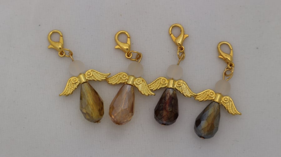Crochet stitch markers - gold Christmas angel x4 Autumn