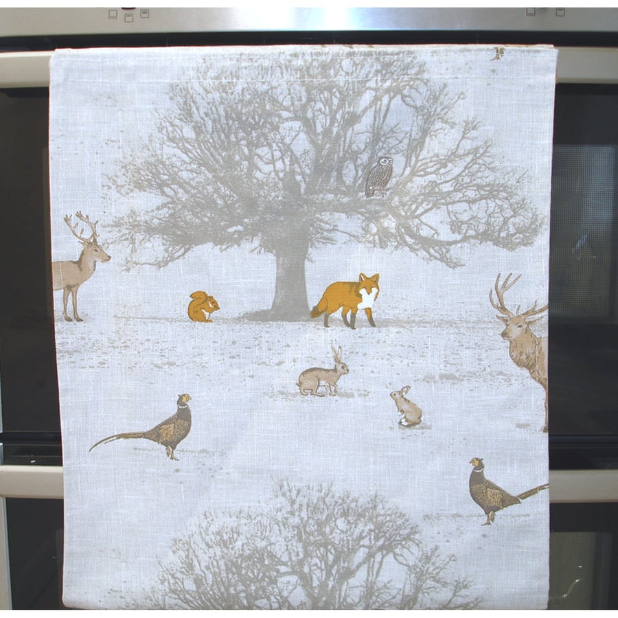 Roller Tea Towel Rolling Stag Kitchen Towel Fox Owl Woodland Scene