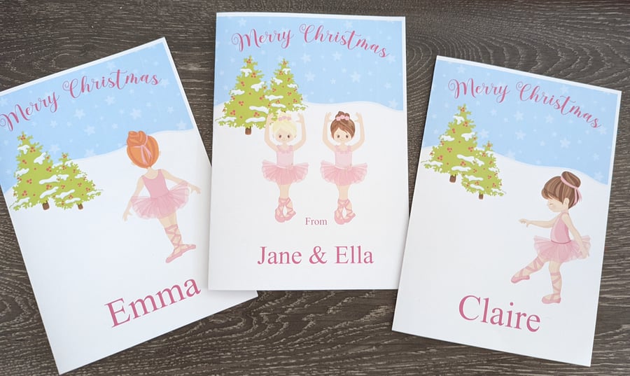 Dance Teacher Christmas Cards Set of 4 - personalised